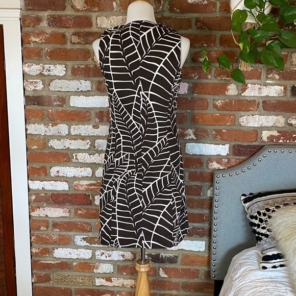 Tory Burch Brown Shift Dress White Leaf Print Sleeveless Corduroy Dress Size 6 - Picture 9 of 11